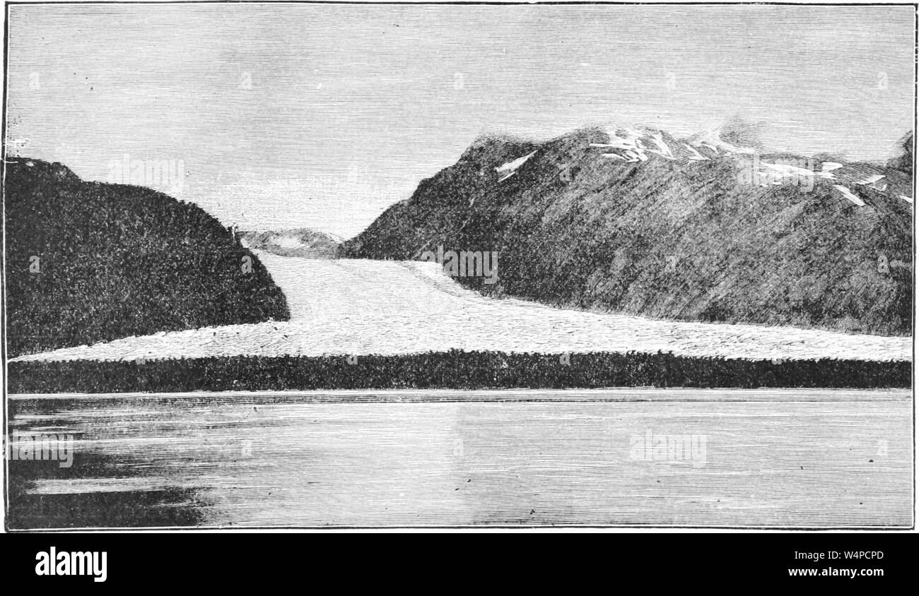 Dessin gravé du Glacier Davidson, de l'Alaska, du livre 'Ridpath's histoire universelle de l' de John Clark Ridpath, 1897. Avec la permission de Internet Archive. () Banque D'Images