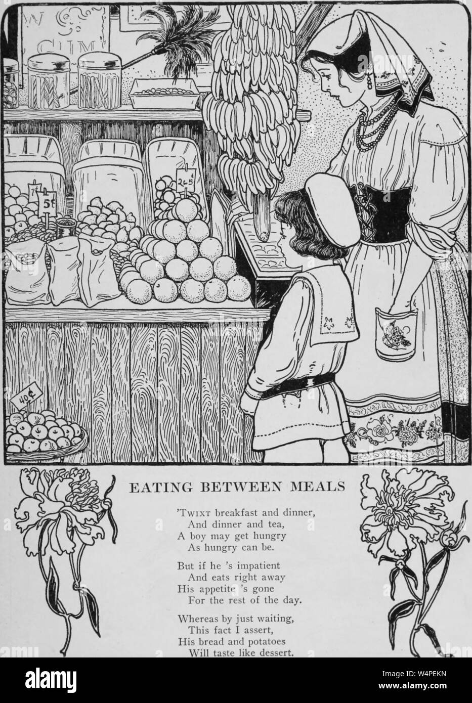 Dessin Grave De La Mere Et La Fille Shopping Avec Le Poeme De Fruits Manger Entre Les Repas Du Livre Boys And Girls Bookshelf Par La Societe De L Universite De New York