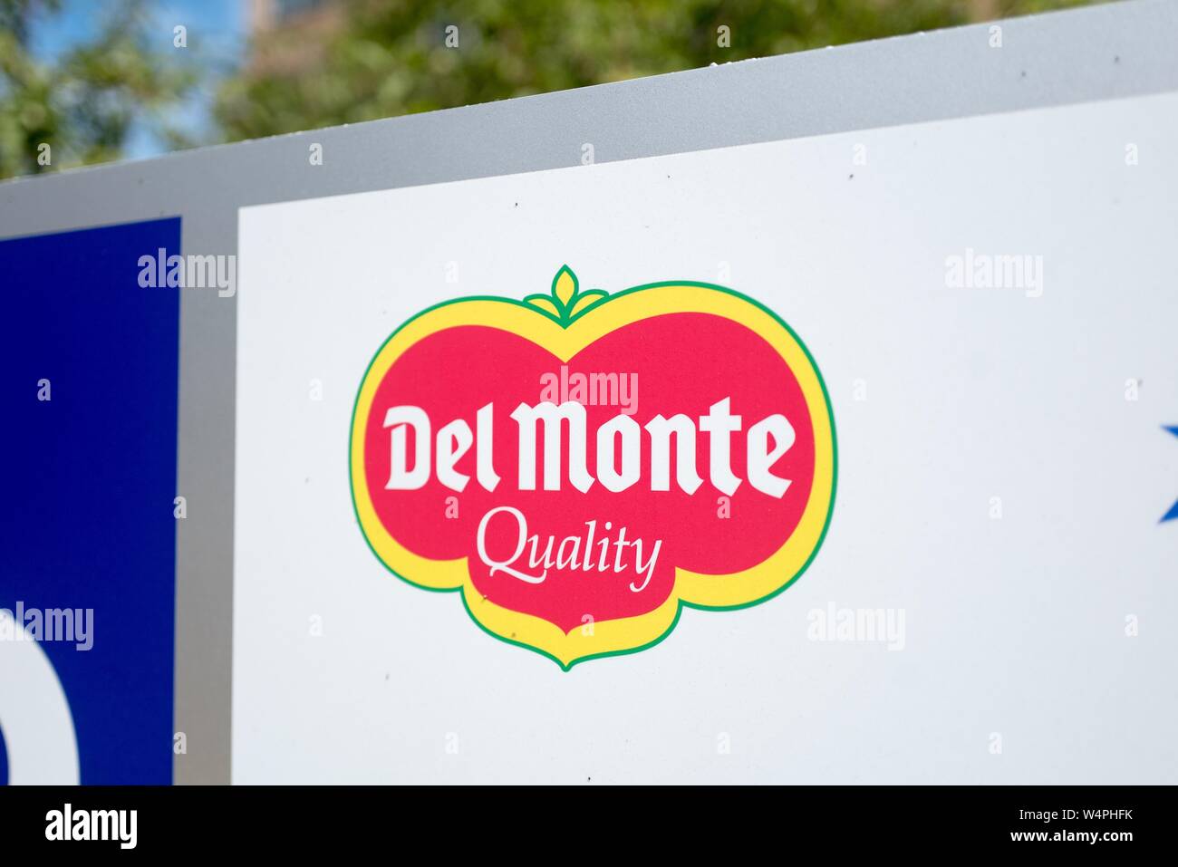 Close-up de logo à l'administration régionale de Del Monte Foods Company dans la région de Walnut Creek, Californie, le 14 septembre 2018. () Banque D'Images