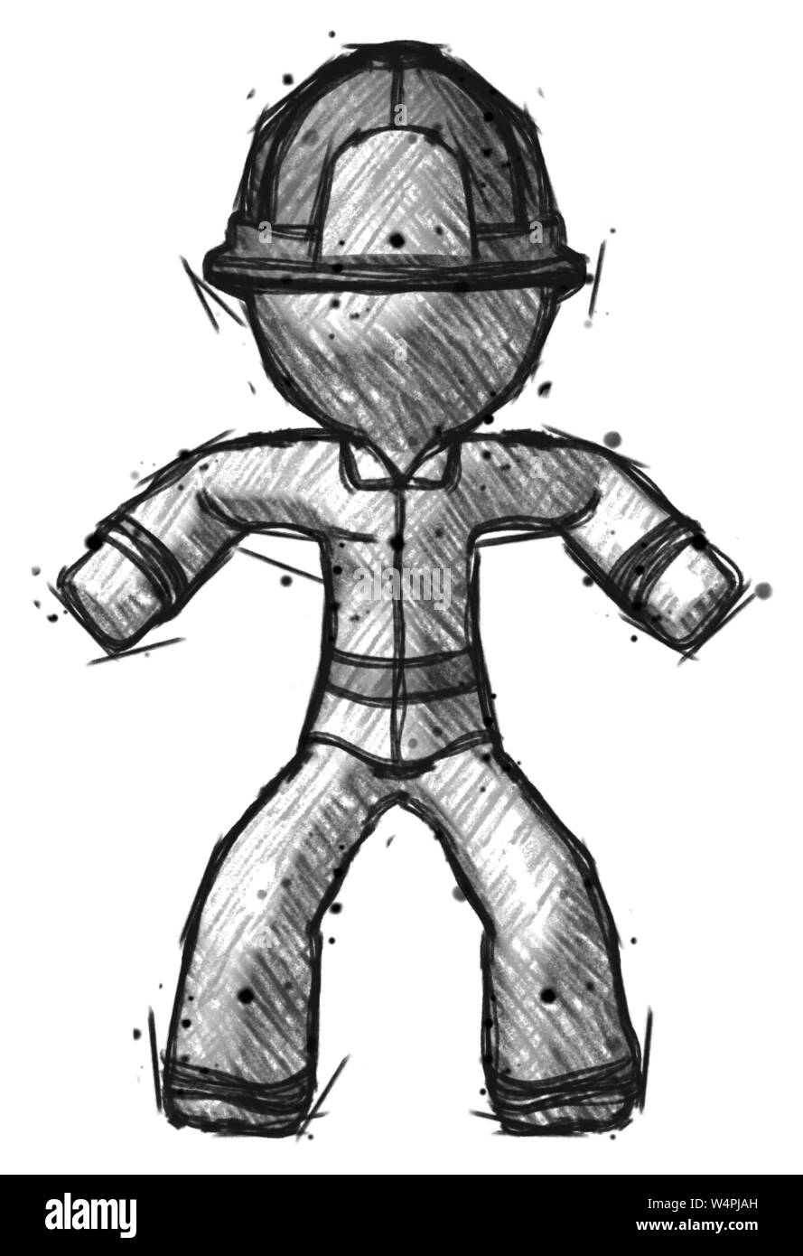 Pompier POMPIER croquis sumo masculins posent d'alimentation. Banque D'Images