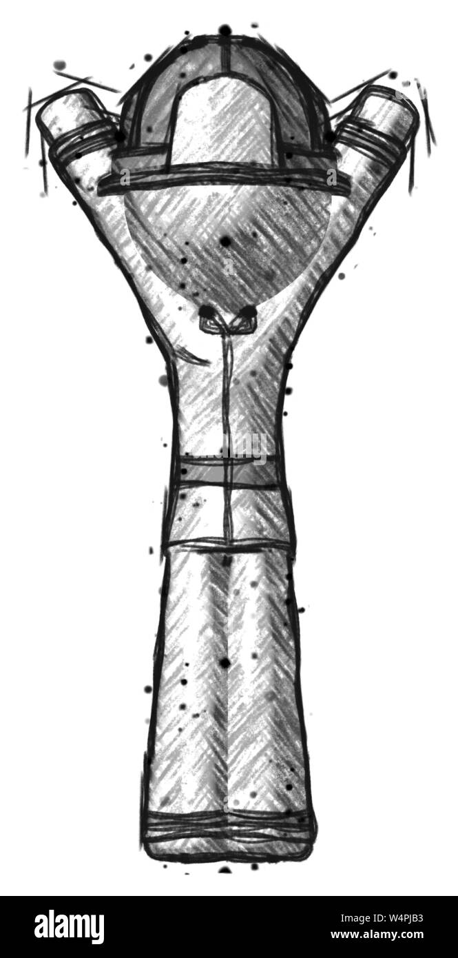 Pompier POMPIER croquis homme Haut les mains. Banque D'Images