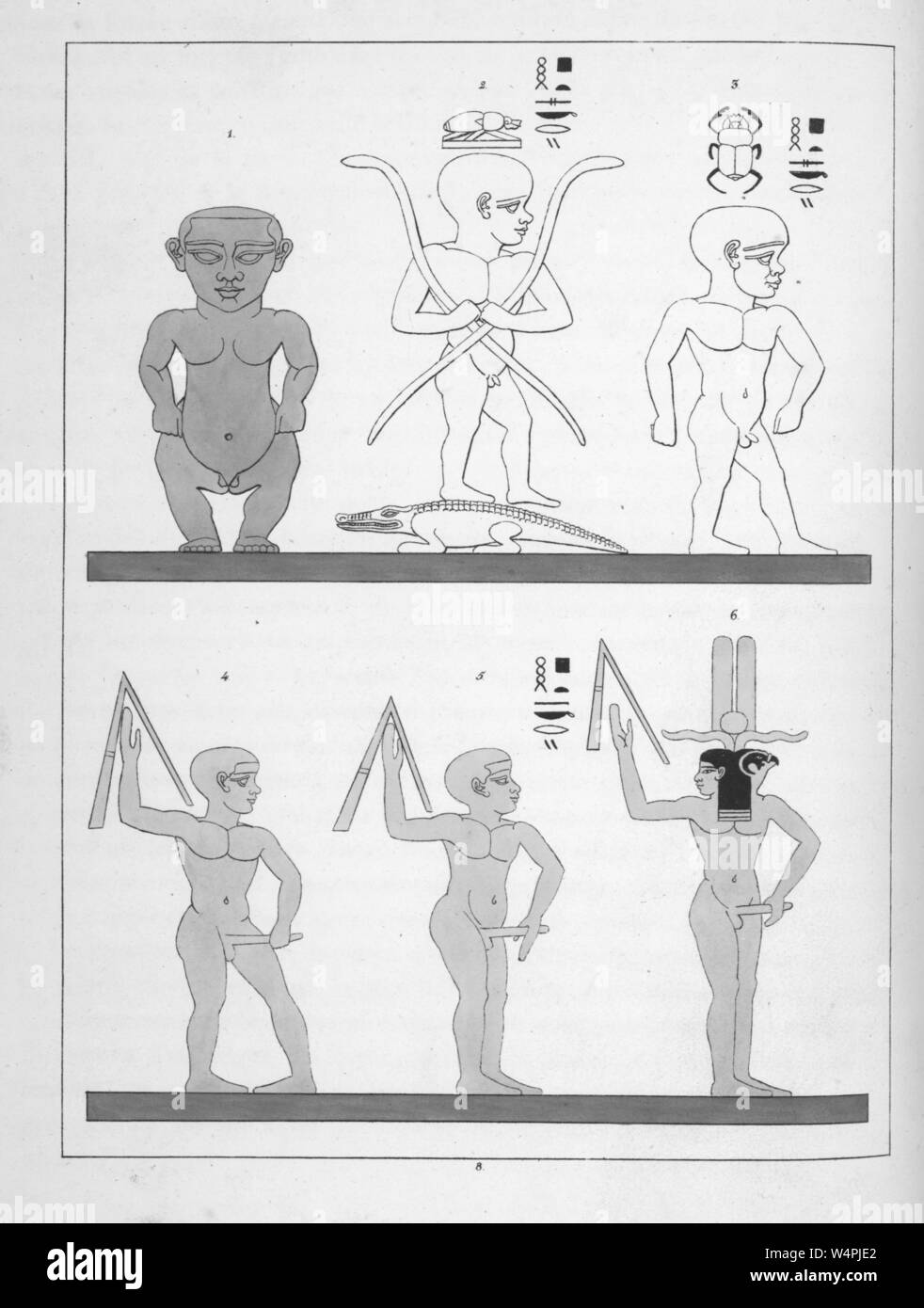 Dieux de l'Égypte ancienne Ptah et Seker, illustration du livre 'panthéon égyptien' par Léon Jean Joseph Dubois, 1824. À partir de la Bibliothèque publique de New York. () Banque D'Images