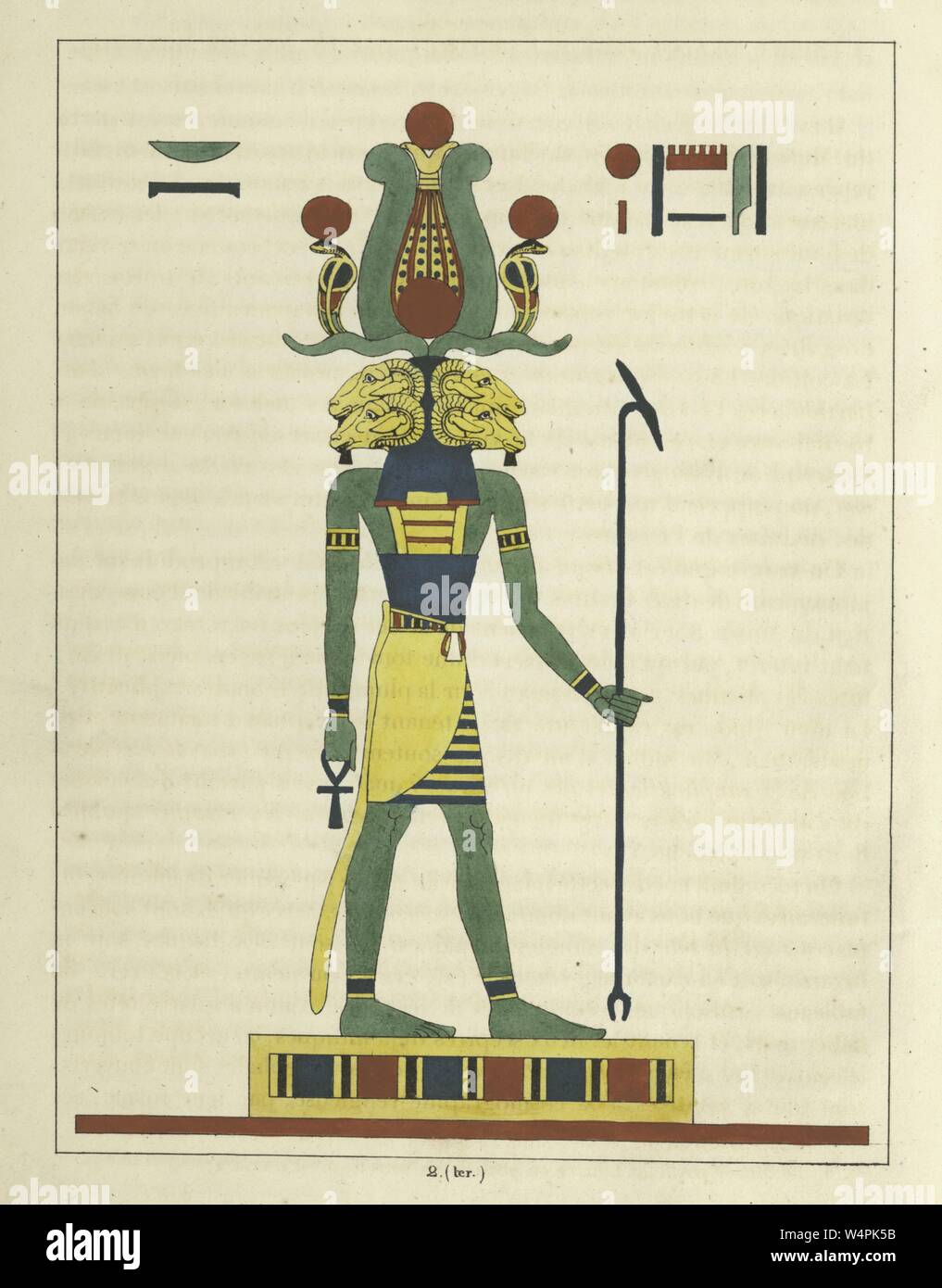 Le dieu Amon (Amun-Ra), tenant l'ankh et le sceptre, le champion des pauvres et troublée, illustration du livre 'panthéon égyptien' par Léon Jean Joseph Dubois, 1824. À partir de la Bibliothèque publique de New York. () Banque D'Images