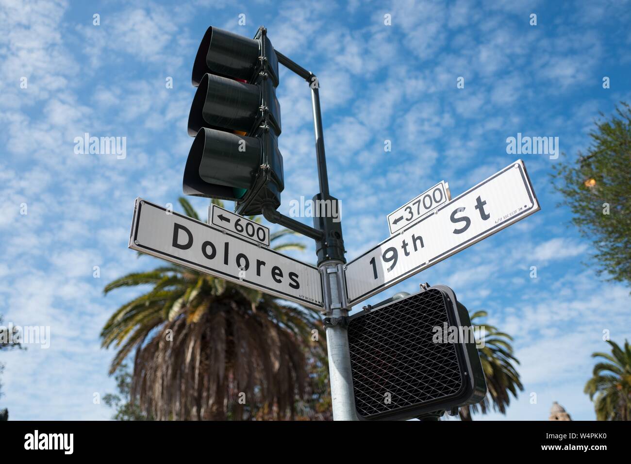 Close-up de signer pour Dolores Street à Dolores Park, un parc public dans le quartier Mission District de San Francisco, Californie, le 30 septembre 2018. () Banque D'Images