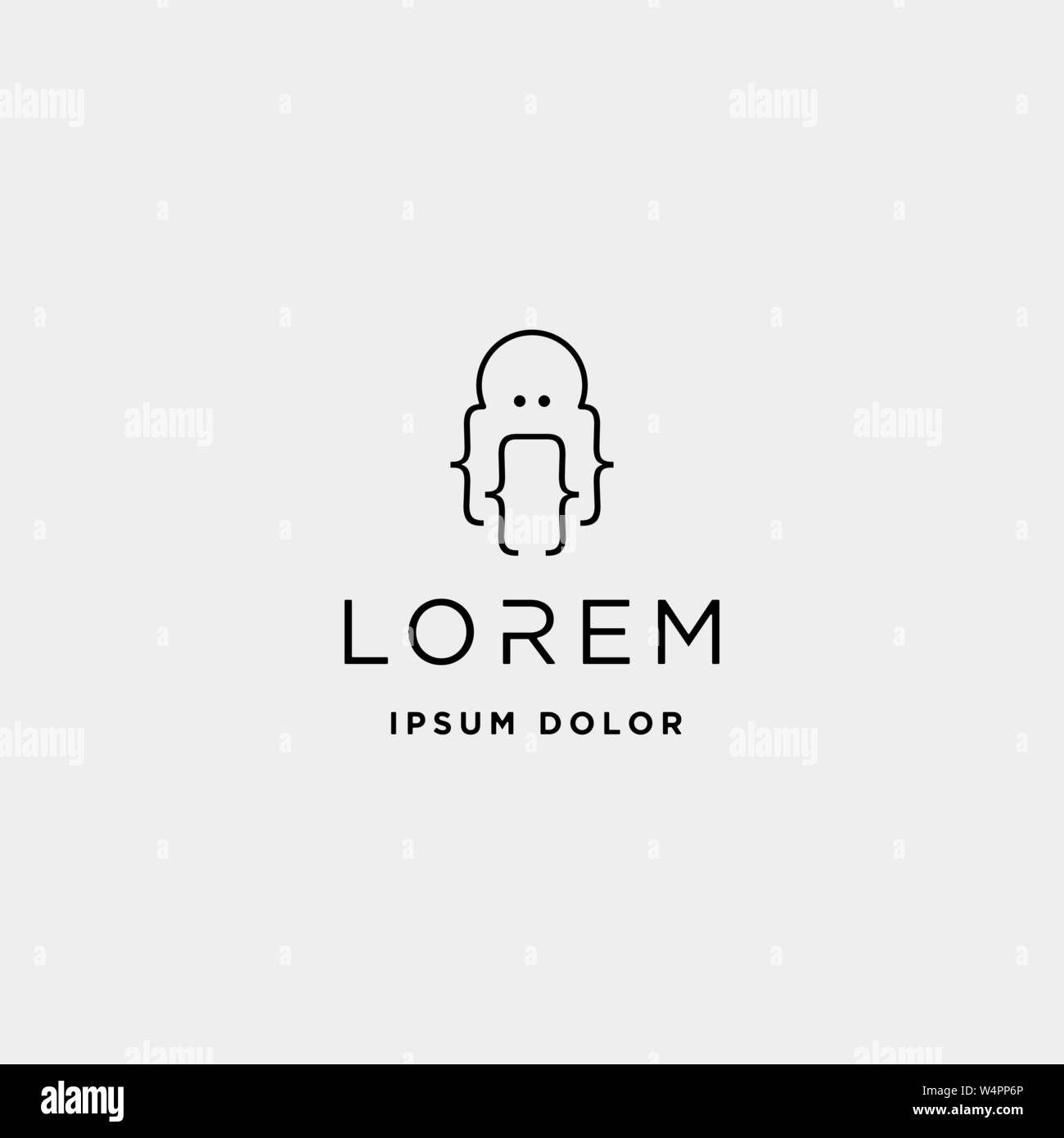 Octopus code logo design ligne de codage de l'océan Illustration de Vecteur