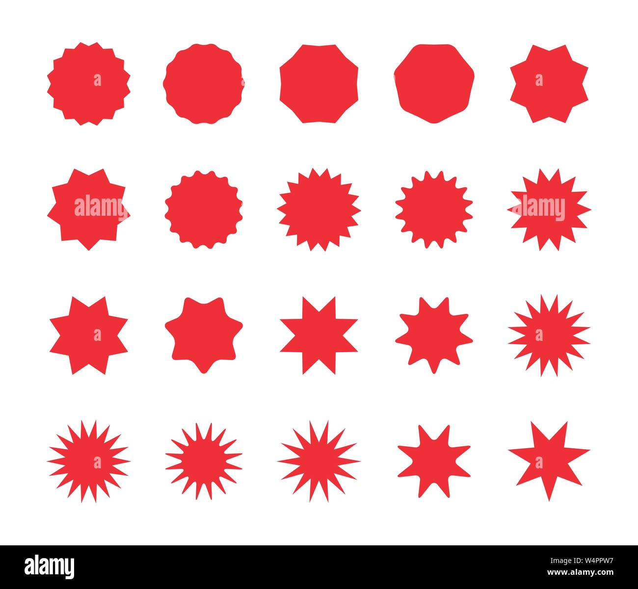 Set de badges starburst rouge. Blank offre de remise de prix, l'offre sale tag. Illustration de Vecteur