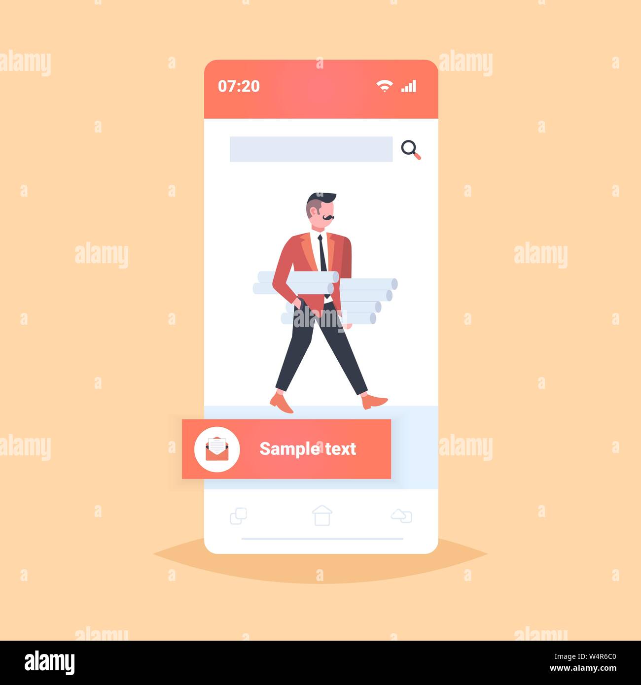 Man architect holding rolled up blueprints nouveau projet de déplacement de l'ingénieur de l'industrie de la construction entrepreneur concept architecture architecture avec Illustration de Vecteur