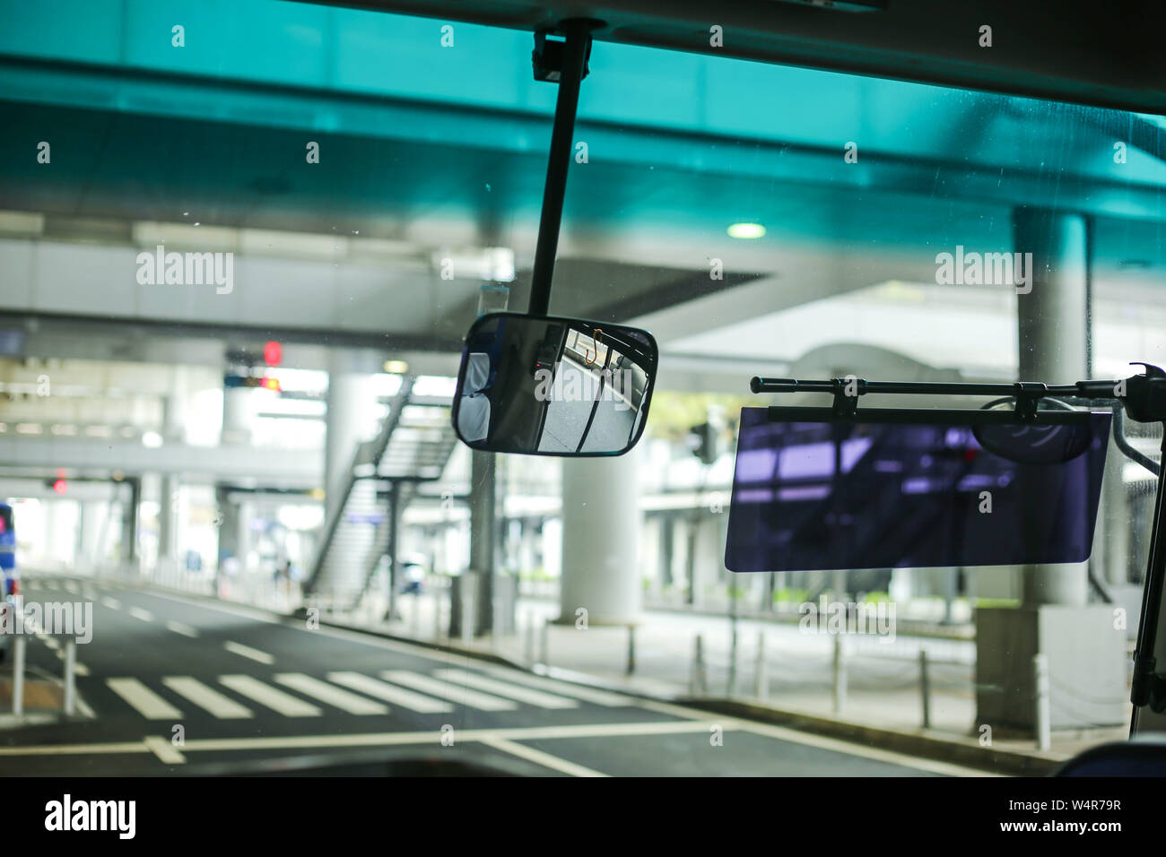 Siège du conducteur, reflétée dans mirror Banque D'Images