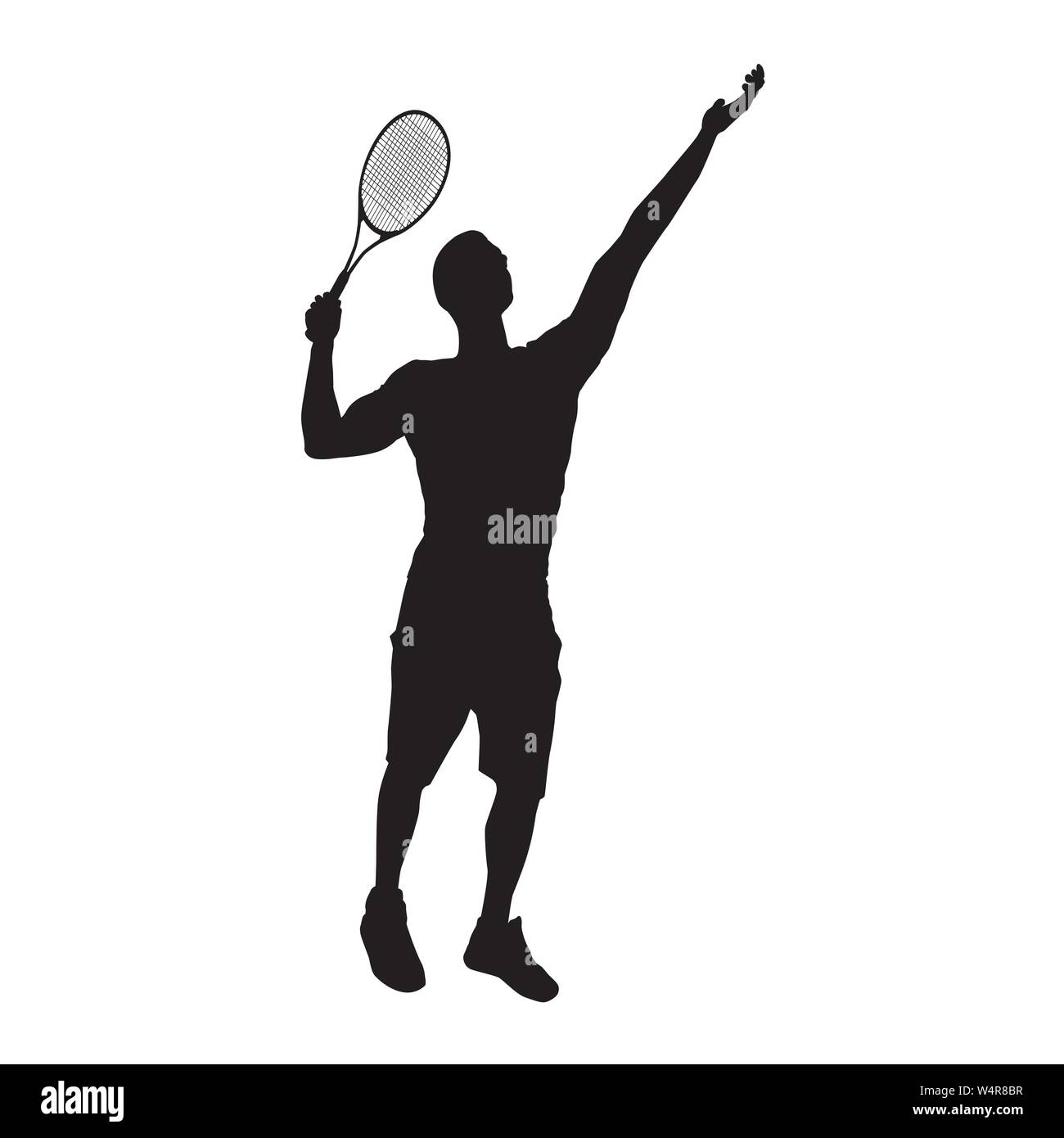 Tennis player silhouette noire sur fond blanc, vector illustration Illustration de Vecteur