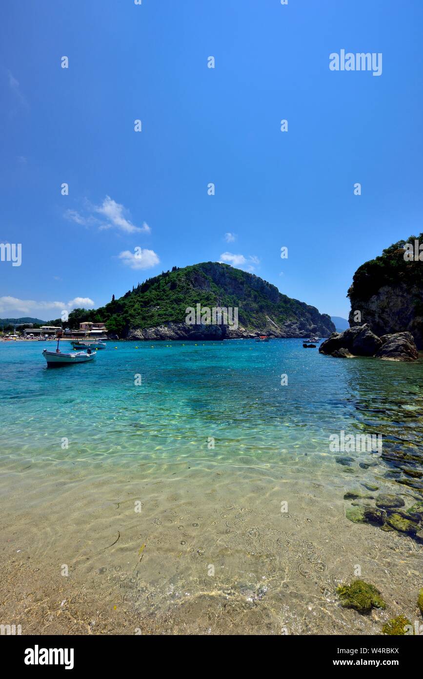 Agios Ioannis Beach Paleokastritsa, Corfou, Grèce, Banque D'Images