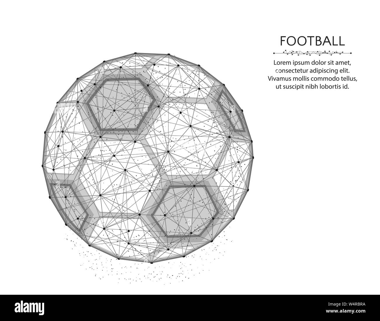 Ballon de soccer, sport design poly faible jeu abstract graphiques, wireframe polygonale football vector illustration faite à partir des points et des lignes sur un blanc retour Illustration de Vecteur