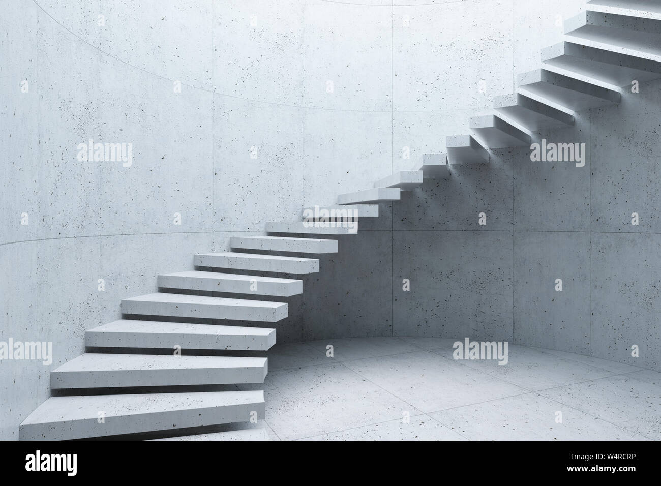 Escalier moderne en intérieur en béton, rendu 3D Photo Stock - Alamy