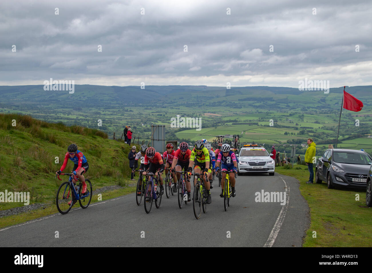 Women's Tour cycliste, Reine de la montagne sur scène Epynt, Powys, Pays de Galles Banque D'Images