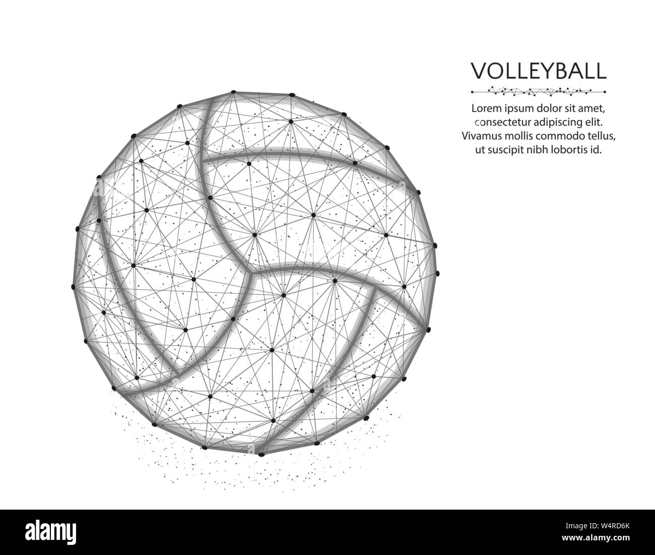 Volley-ball, sport design poly faible jeu abstract graphiques, ball wireframe vector illustration faite à partir des points et des lignes sur un fond blanc Illustration de Vecteur