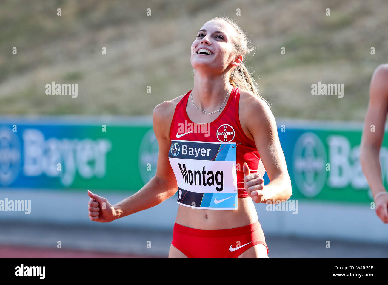Leverkusen, Allemagne 24 Juillet 2019 : Athlétisme - Bayer Classics - 2019  Jennifer Montag (TSV Bayer 04 Leverkusen), jubilation/joie/émotion dans le  monde entier d'utilisation | Photo Stock - Alamy