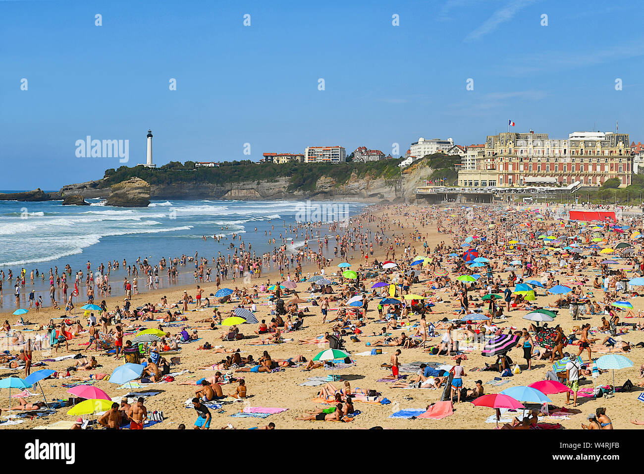 Seascape et plage de Biarritz, Pays Basque, France Banque D'Images