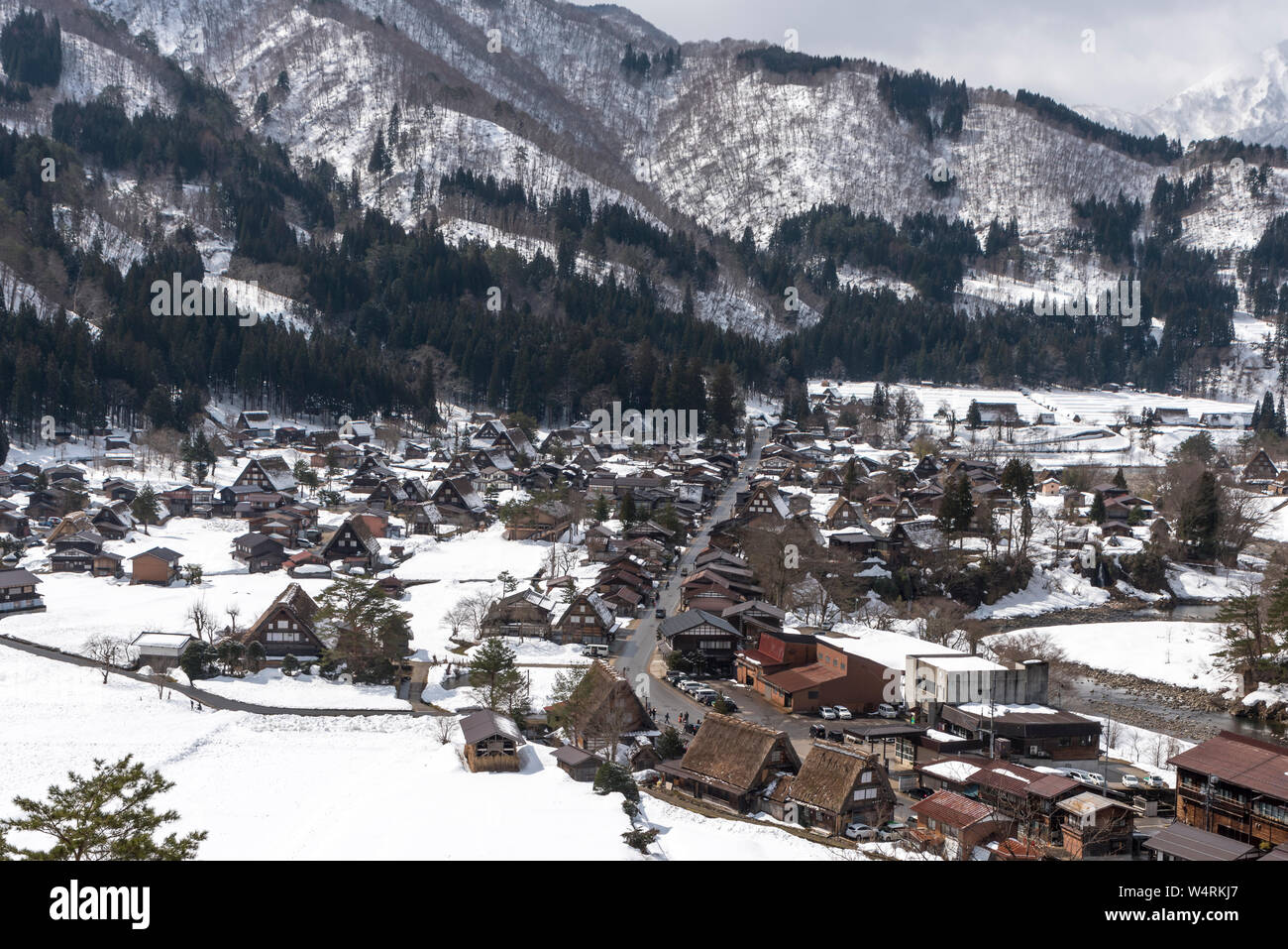 En hiver le village Shirakawa, Gifu Prefecture, Japan Banque D'Images