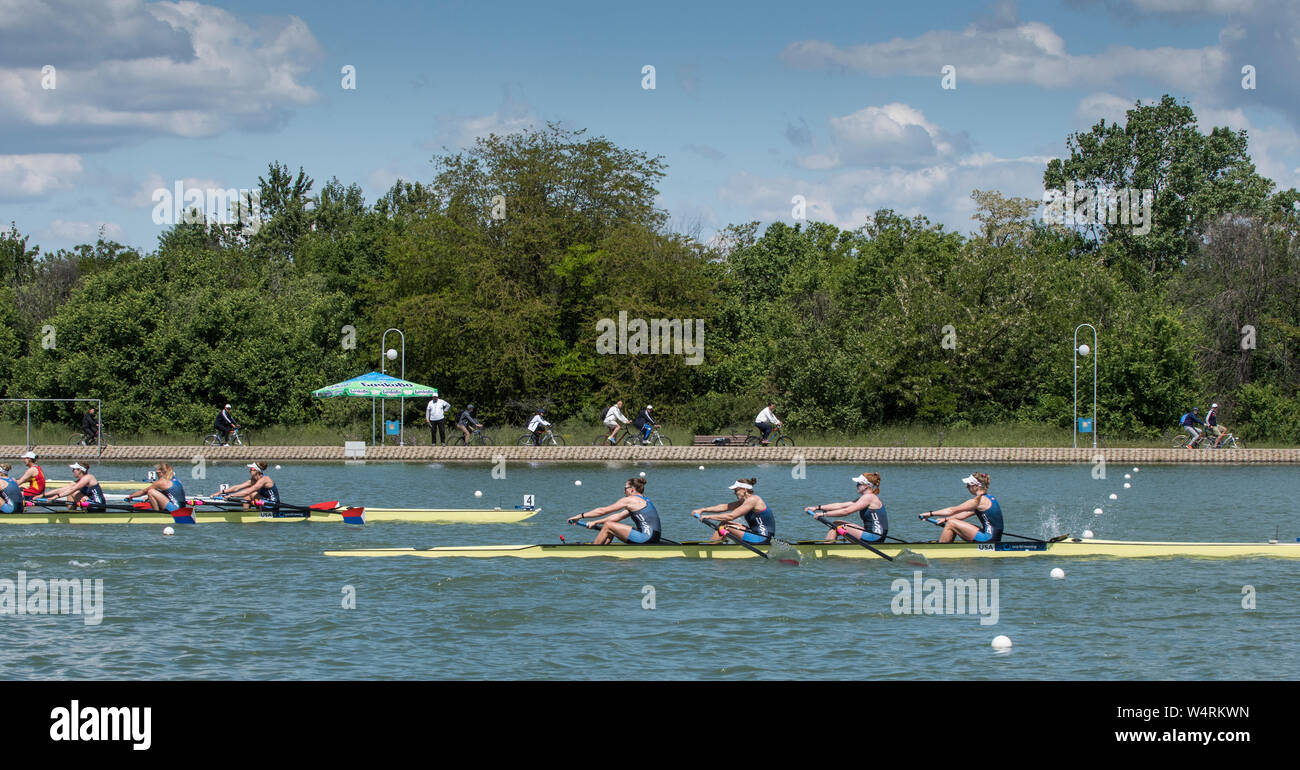 Plovdiv, Bulgarie, 10 au 12 mai 2019, la FISA, 1 Coupe du monde d'Aviron, de canoë et d'aviron de Plovdiv, Centre © Peter SPURRIER/Intersport Images] Banque D'Images