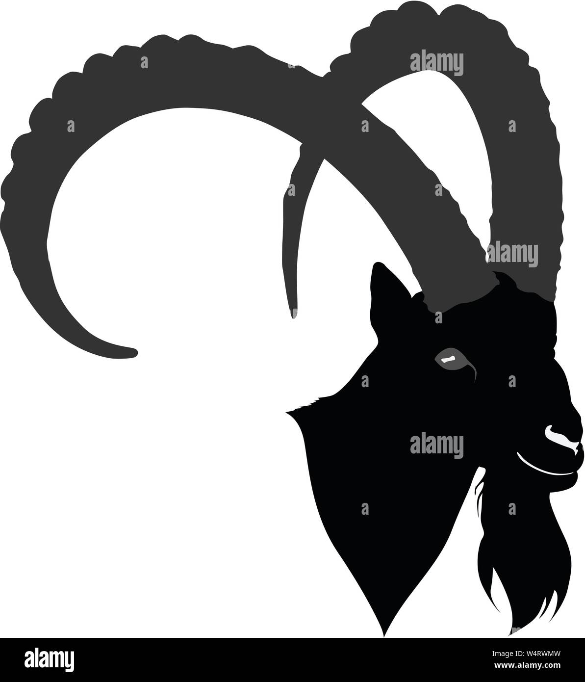 Silhouette de la tête d'ibex Illustration de Vecteur