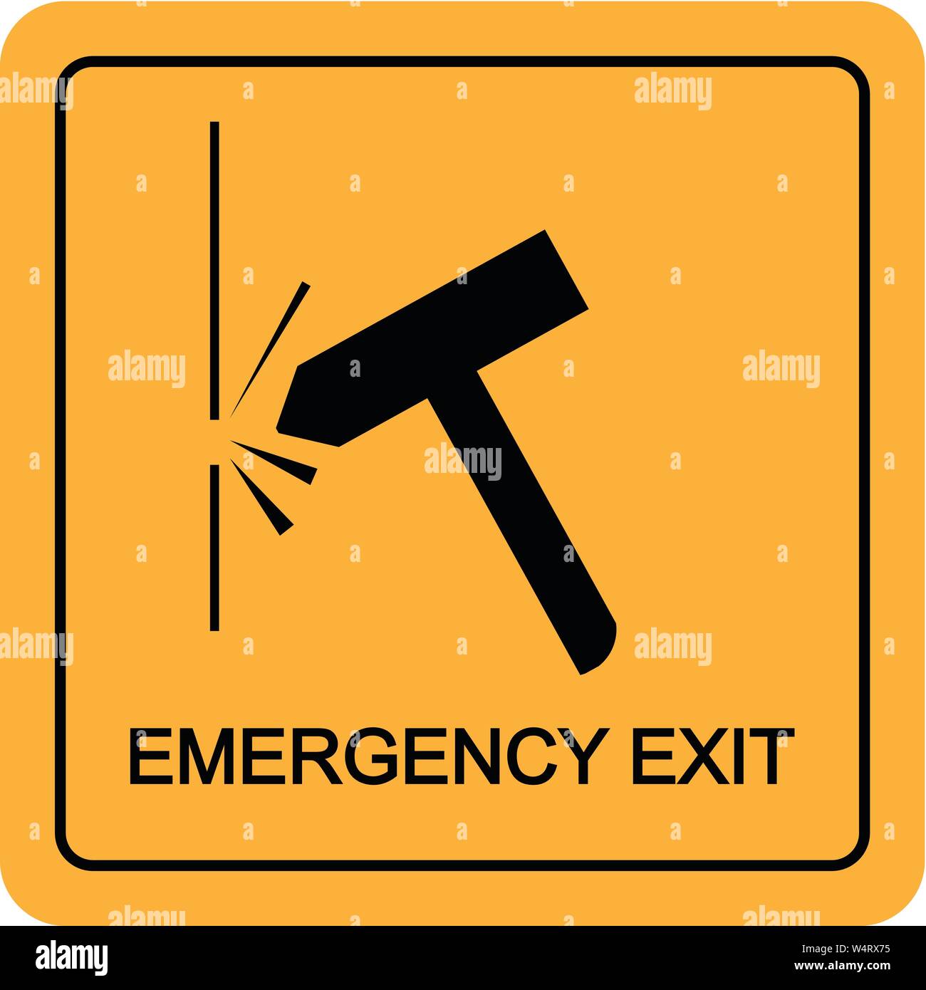 Sortie de secours avec smash hammer dans la fenêtre vecteur icône Illustration de Vecteur