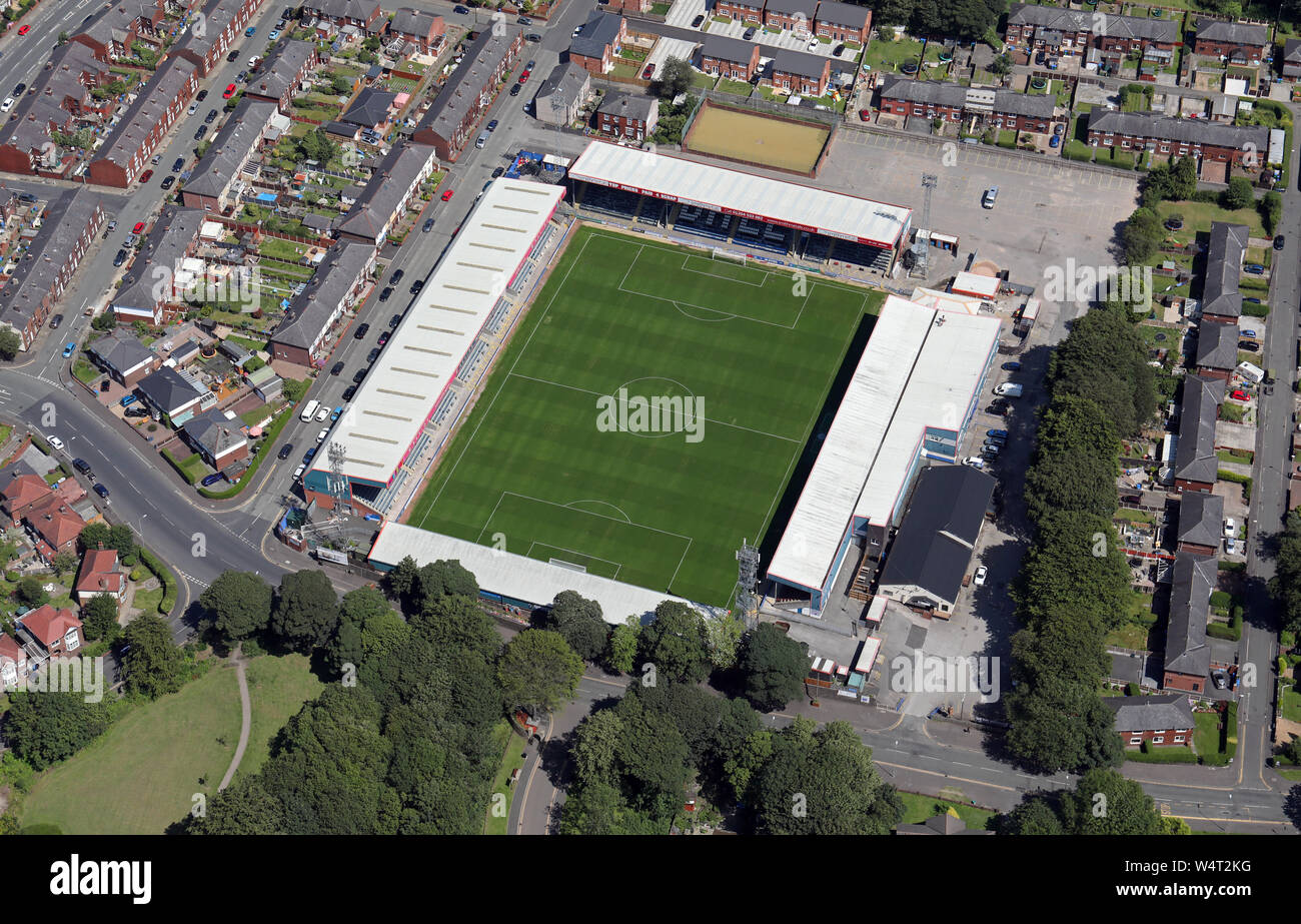 Vue aérienne de Rochdale Spotland FC Stadium Banque D'Images