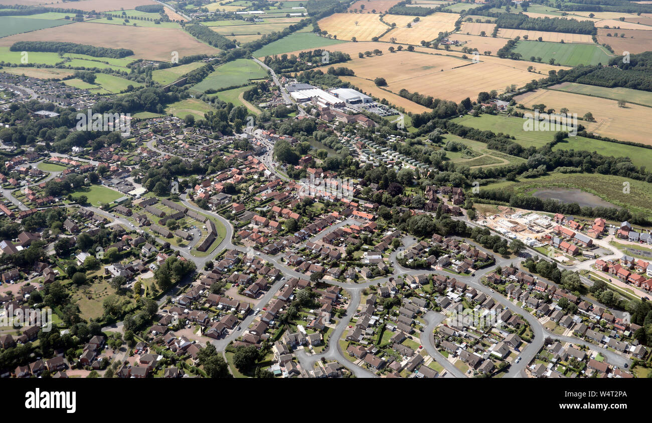 Vue aérienne du village de Stamford Bridge près de York, Royaume-Uni Banque D'Images