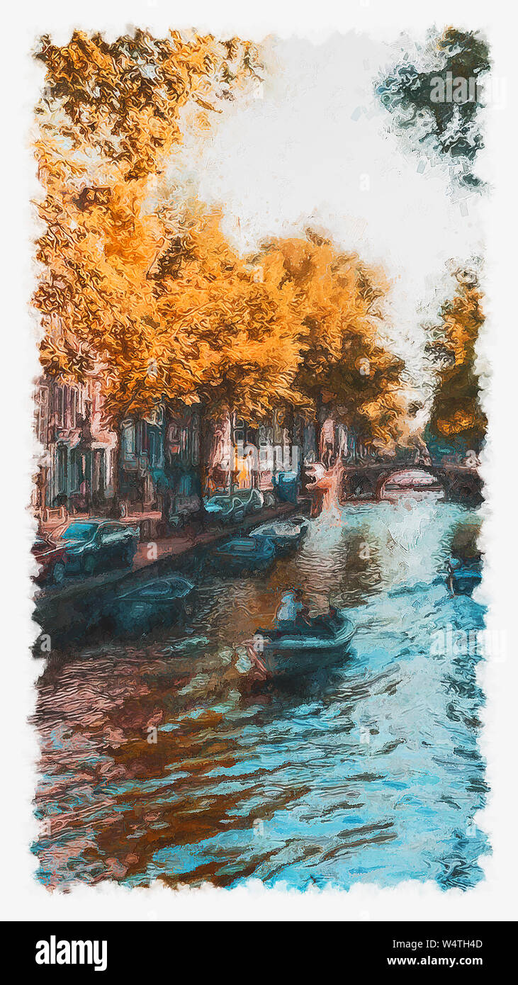 La ville d'Amsterdam a commencé comme un village sur la rivière Amstel. Cependant au Moyen Âge elle a connu une croissance rapide en tant que centre d'échange Banque D'Images