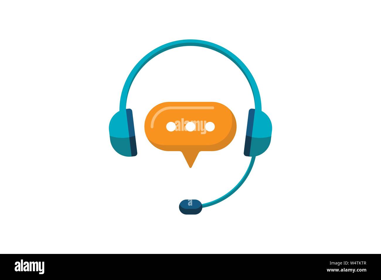 Service d'assistance en ligne. Casque avec microphone et bulle de dialogue. Icône de consultation de l'assistant client pour le commerce électronique ou l'apprentissage en ligne. Illustration du panneau de secrétaire de la ligne directe Vector Illustration de Vecteur