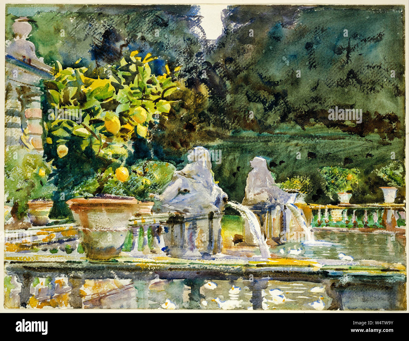 John Singer Sargent, peinture, Villa di Marlia, Lucca, une fontaine, 1910 Banque D'Images