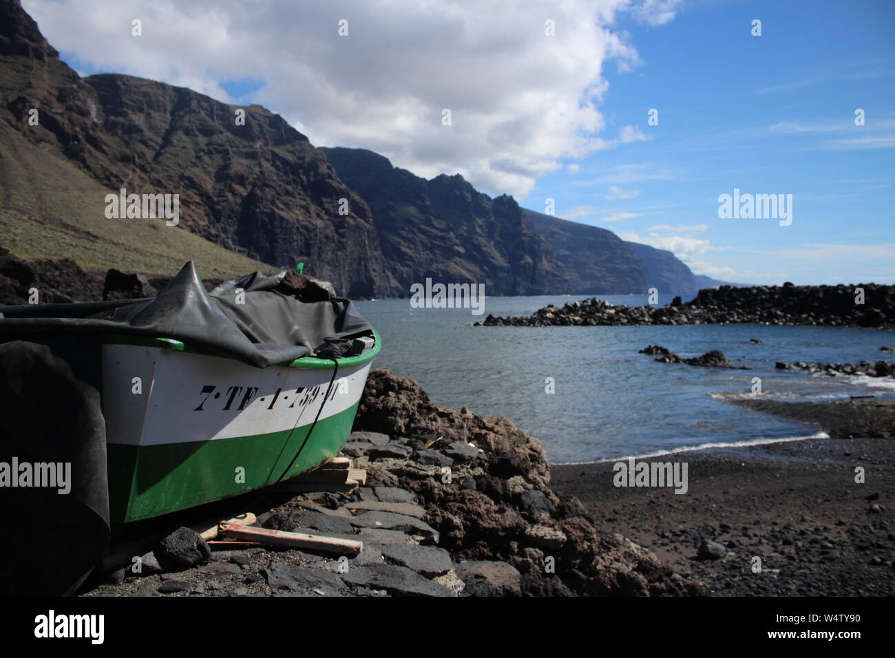 Un bateau de pêche à Punta de Teno, Tenerife, Îles Canaries Banque D'Images