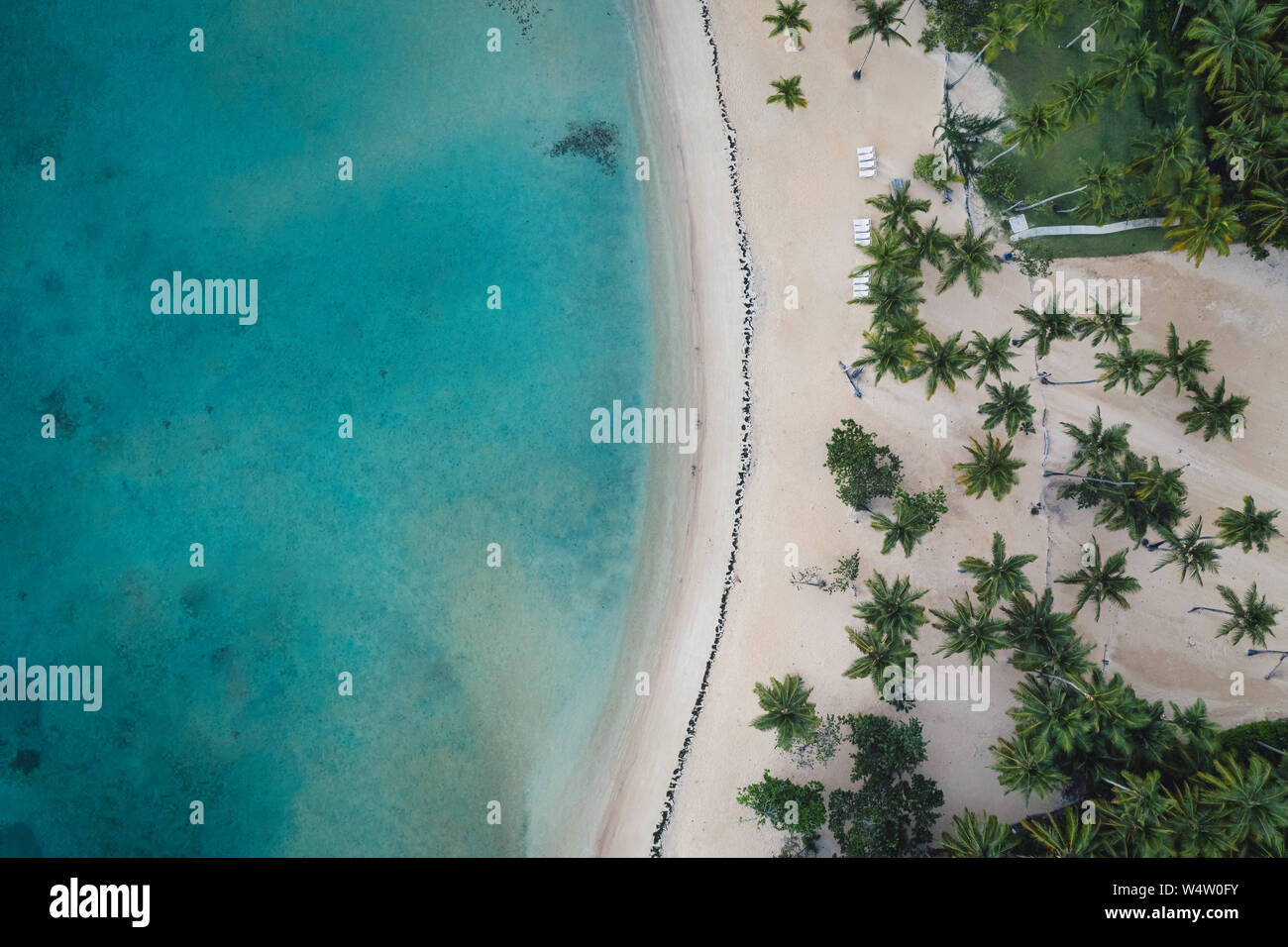 Vue aérienne de la plage tropicale.péninsule de Samana,plage,Bahia Principe en République Dominicaine. Banque D'Images