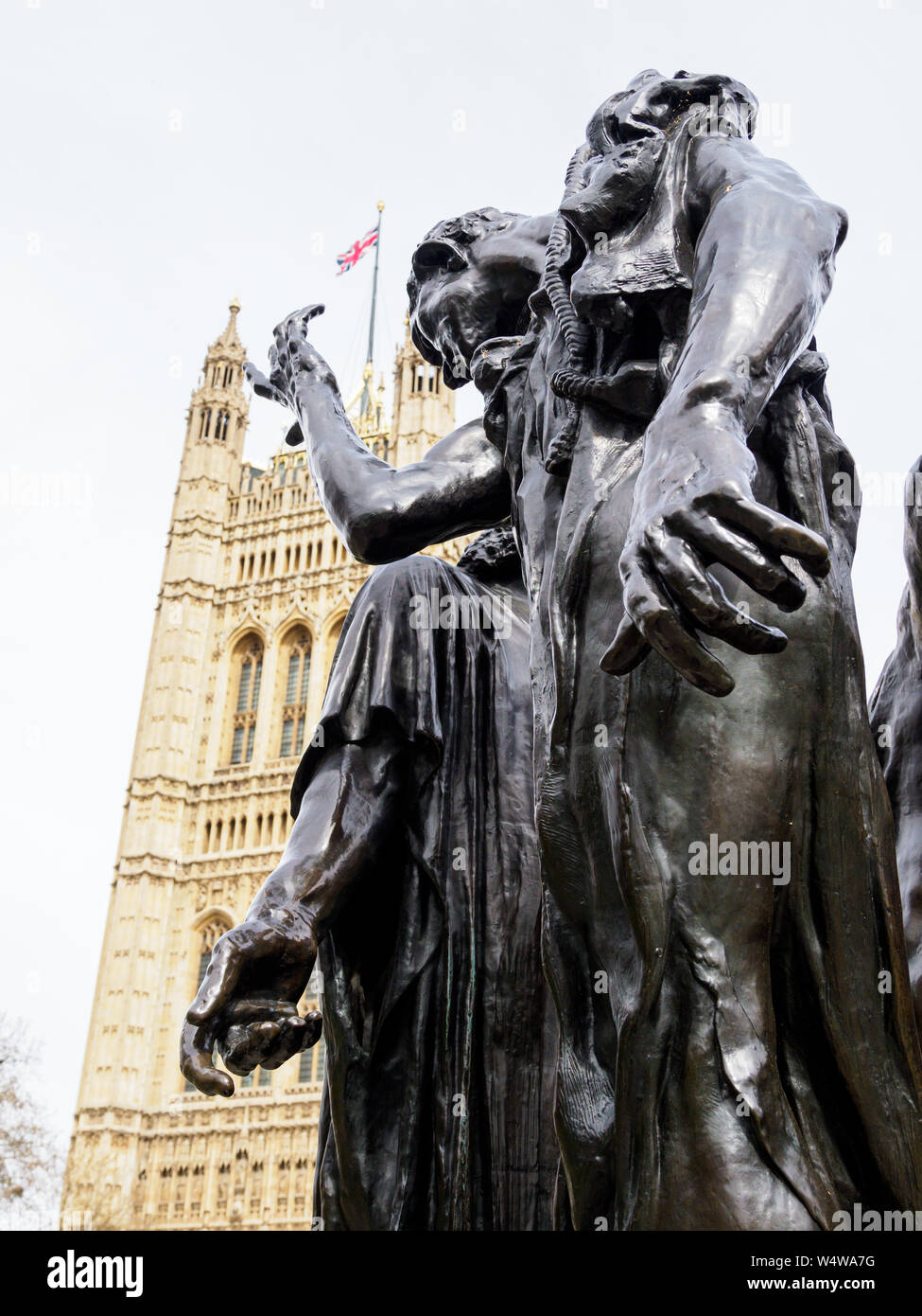 Les Bourgeois de Calais, par le sculpteur français, Auguste Rodin, à Victoria Tower Gardens Londres Banque D'Images