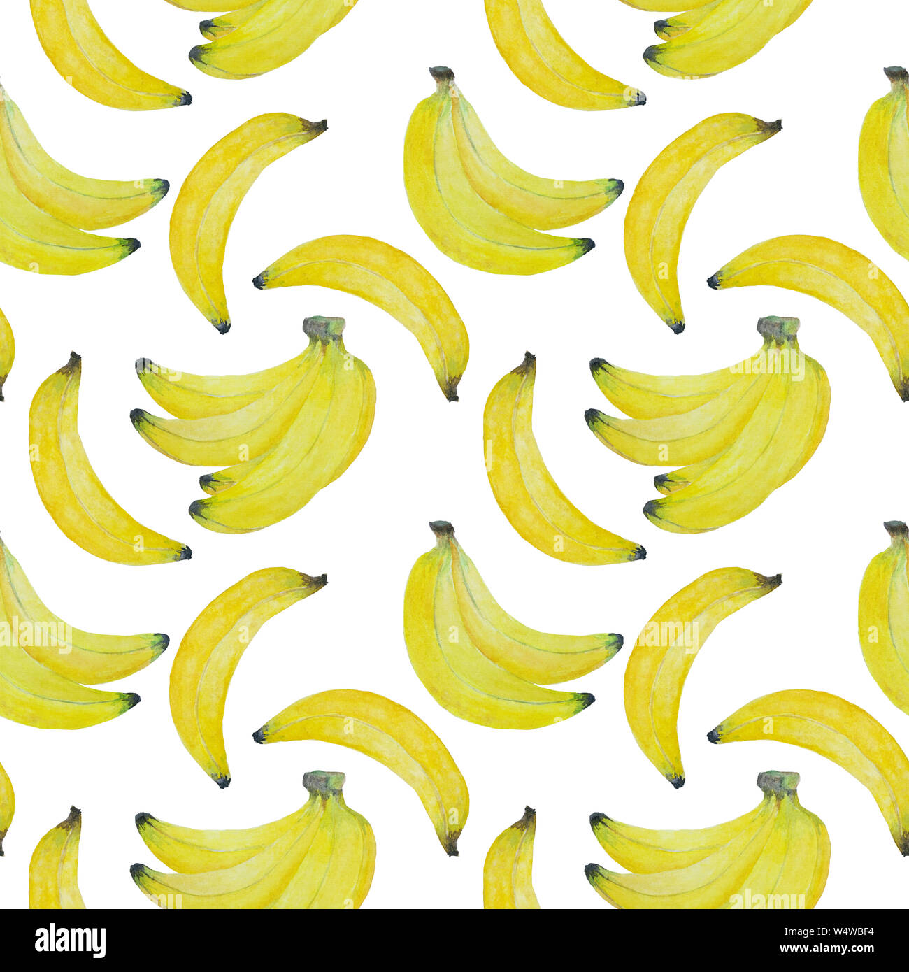 L'aquarelle transparente peinte à la main avec motif banane bananes mûres fraîches et les bananes bunch, meilleure illustration tropical pour tissu et papier peint Banque D'Images