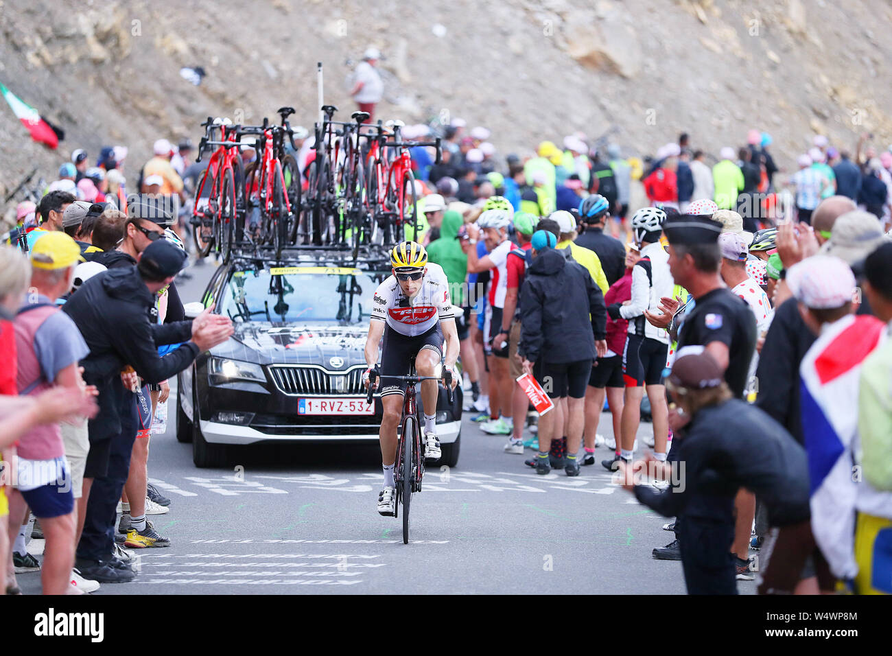 Valloire- 25-07-2019, cyclisme, stade 18, Etappe 18, Embrun - Valloire, Bauke Mollema pendant la montée du Col du Galibier Banque D'Images