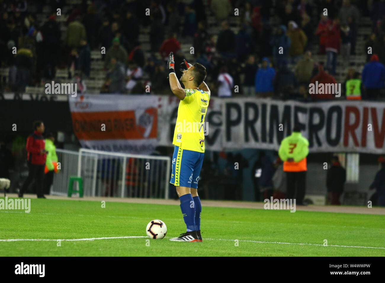 BUENOS AIRES, 23.07.2019 : Fabio célèbre raté de mort de River pendant le match entre River Plate (ARG) et Cruzeiro (BRA) pour la comparaison de la Conmebol Banque D'Images