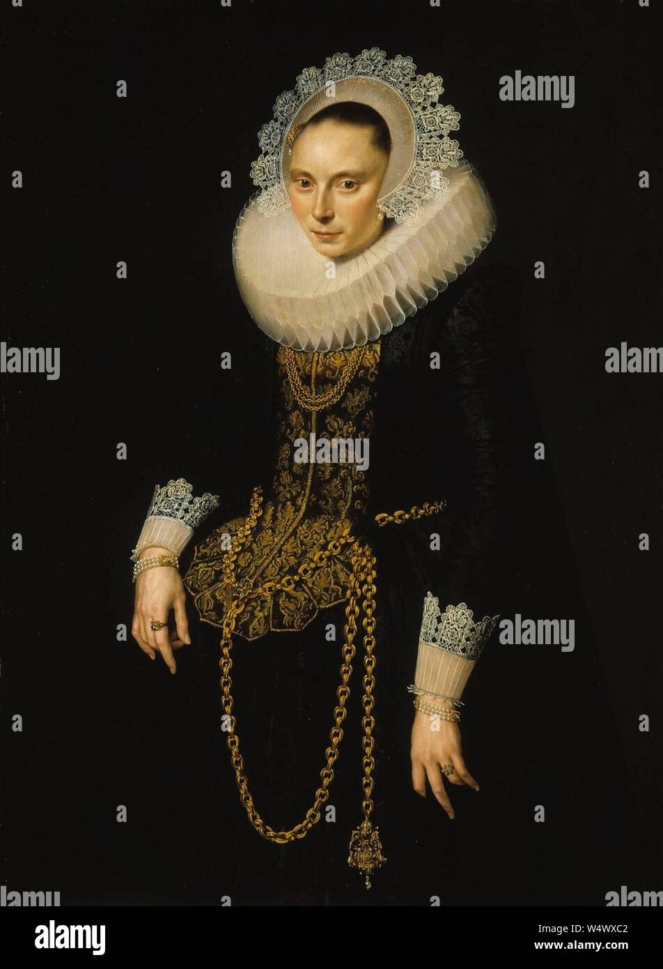 Cornelis van der Voort - Portrait of a young woman Banque D'Images