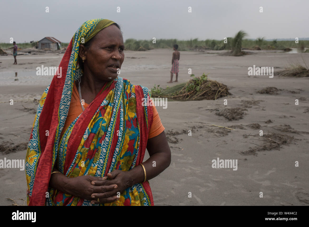 Portrait d'une victime des inondations. Banque D'Images