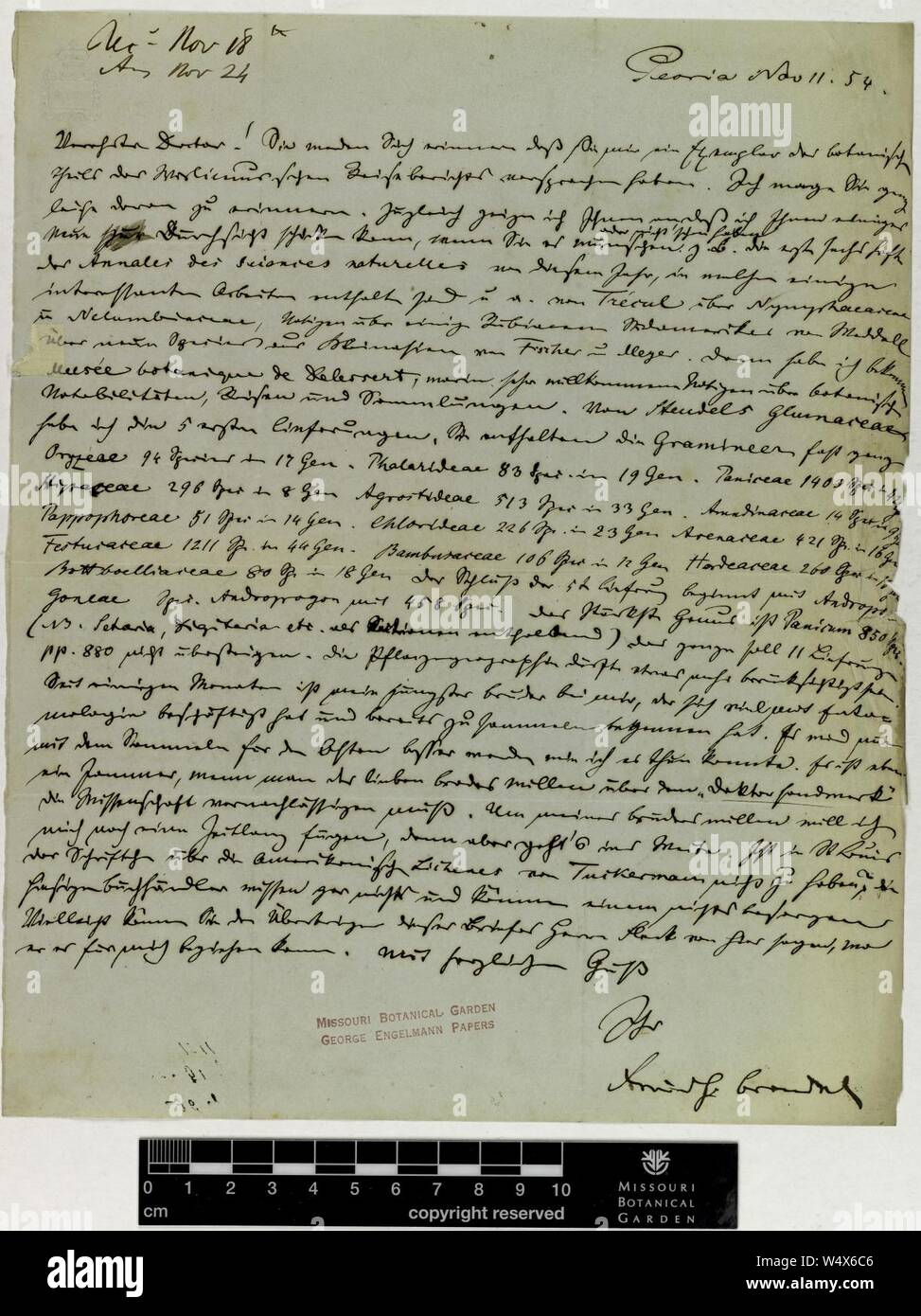 Correspondance - Brendel (Frédéric) et d'Engelmann (George) (nov 11, 1854 (1)) Banque D'Images