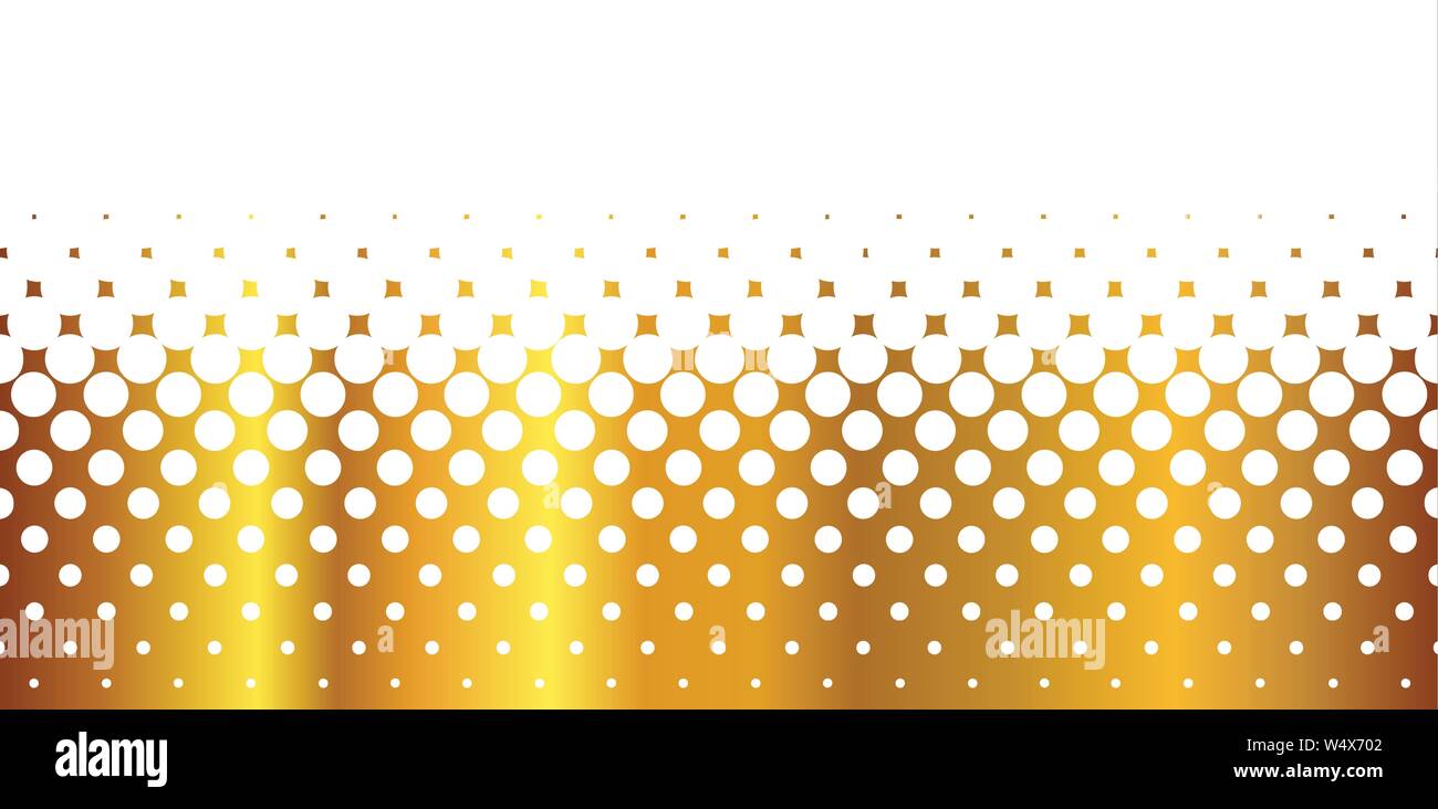 Un demi-ton image avec des points blancs sur un fond d'or. Illustration de Vecteur