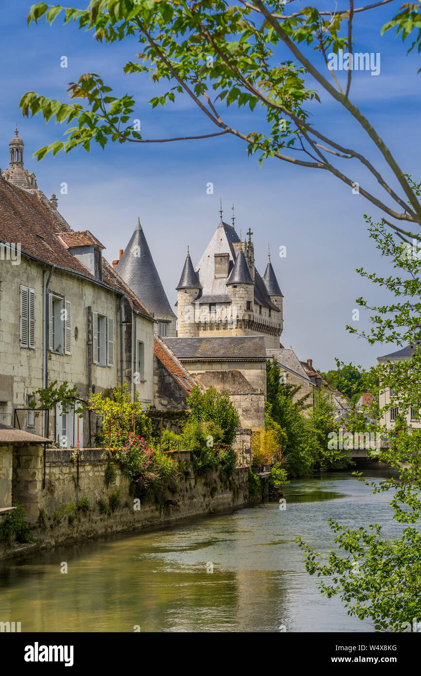 Logis Royal et de la rivière Indre, Loches, Indre-et-Loire, France. Banque D'Images
