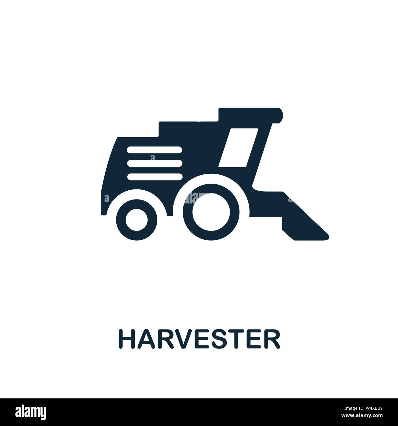 Symbole d'icône de vecteur de récolteuse. Affiche créative de la collection d'icônes de ferme. Icône de récolteuse-hacheuse à plat remplie pour ordinateur et mobile Illustration de Vecteur