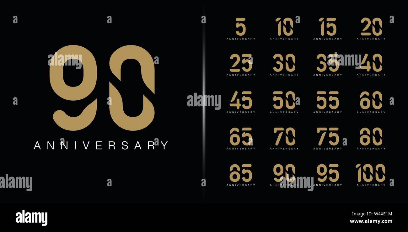 Ensemble d'anniversaire premium logotype. Célébration de l'anniversaire de la conception de l'emblème d'or de profil d'entreprise, brochure, dépliant, magazine, brochure, web, bann Illustration de Vecteur