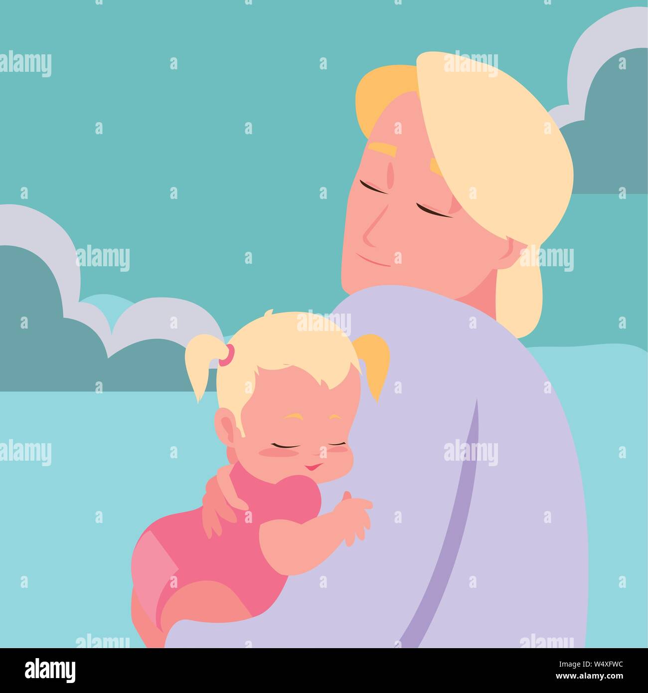 Papa portant sa petite fille d'armes vector illustration Illustration de Vecteur