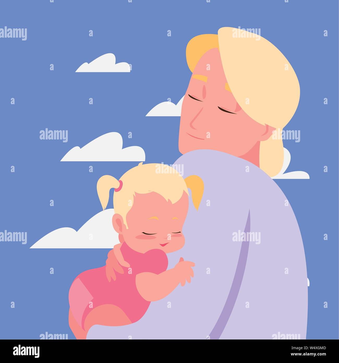 Papa portant sa petite fille d'armes vector illustration Illustration de Vecteur