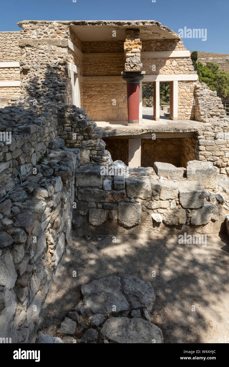 L'entrée sud du palais de Knossos Site Archéologique, Crète, Grèce Banque D'Images