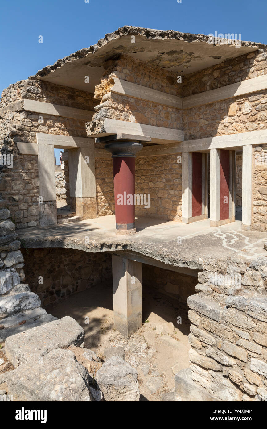 L'entrée sud du palais de Knossos Site Archéologique, Crète, Grèce Banque D'Images