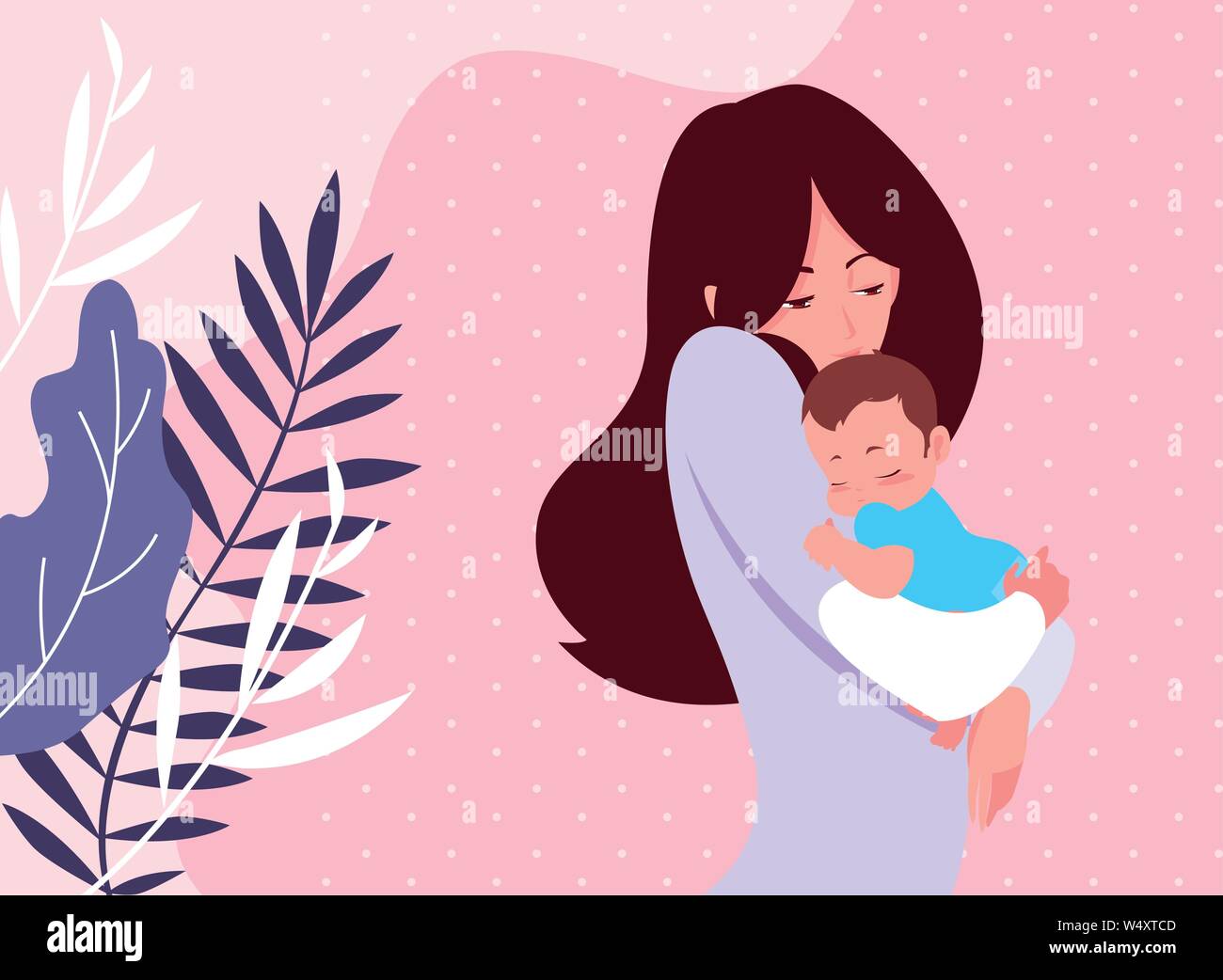 Maman Avec Son Bebe Dans Ses Bras Vector Illustration Image Vectorielle Stock Alamy