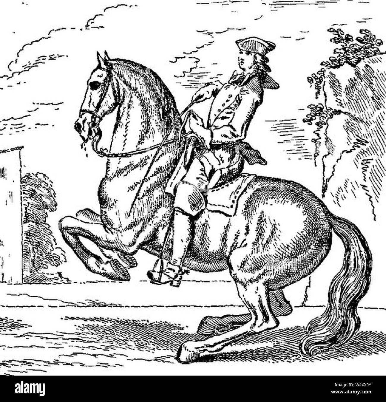 Courbette Ecole de cavalerie La guérinière ed 1733. Banque D'Images