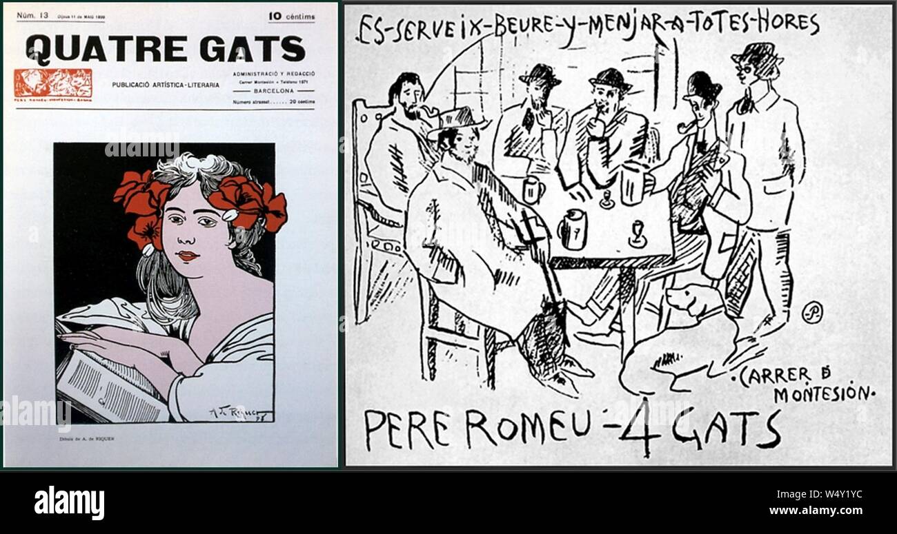 Illustration de couverture pour la revue de l'art Quatre Gats 1899. Banque D'Images