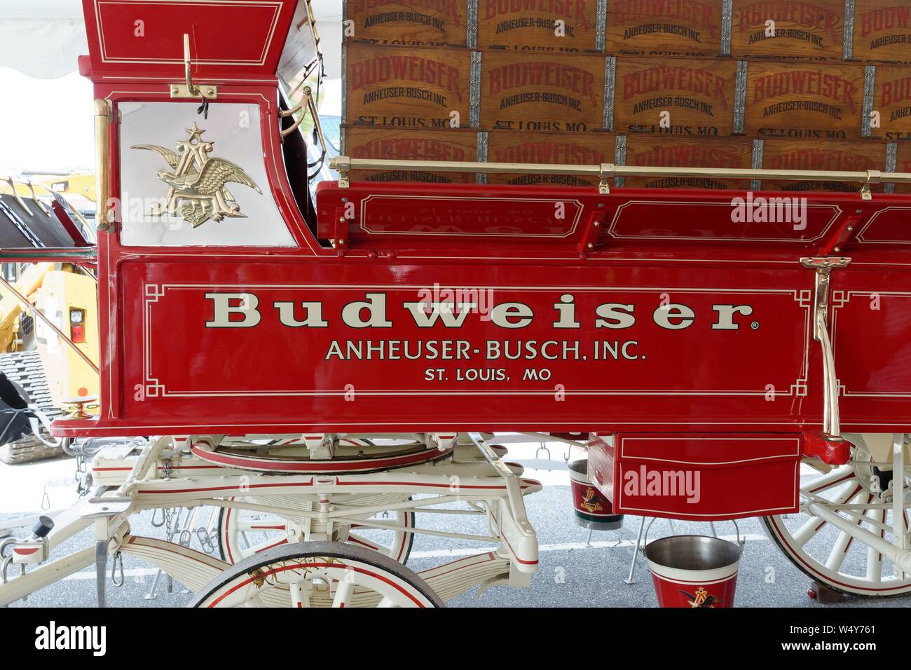 Budweiser Clydesdale équipe participant à la foire de l'État de Delaware 2019, Harrington, Delaware, Etats-Unis. Banque D'Images